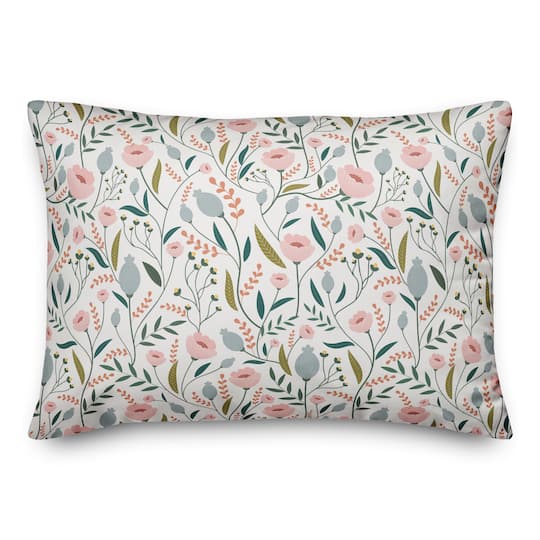 Pastel Floral Pattern Throw Pillow